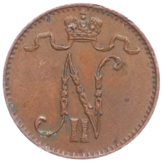 Монета 1 пенни 1909 года Русская Финляндия (реверс)