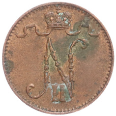 Монета 1 пенни 1907 года Русская Финляндия (реверс)