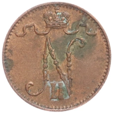 Монета 1 пенни 1907 года Русская Финляндия (реверс)