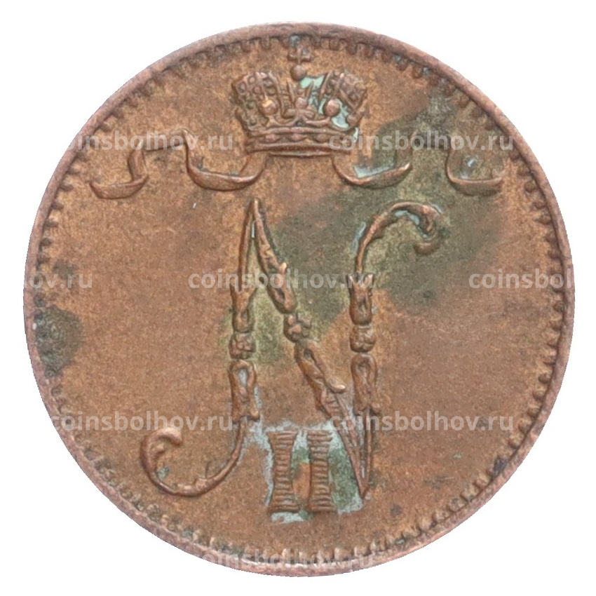 Монета 1 пенни 1907 года Русская Финляндия (вид 2)
