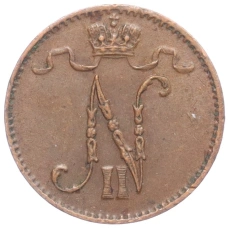 Монета 1 пенни 1911 года Русская Финляндия (реверс)