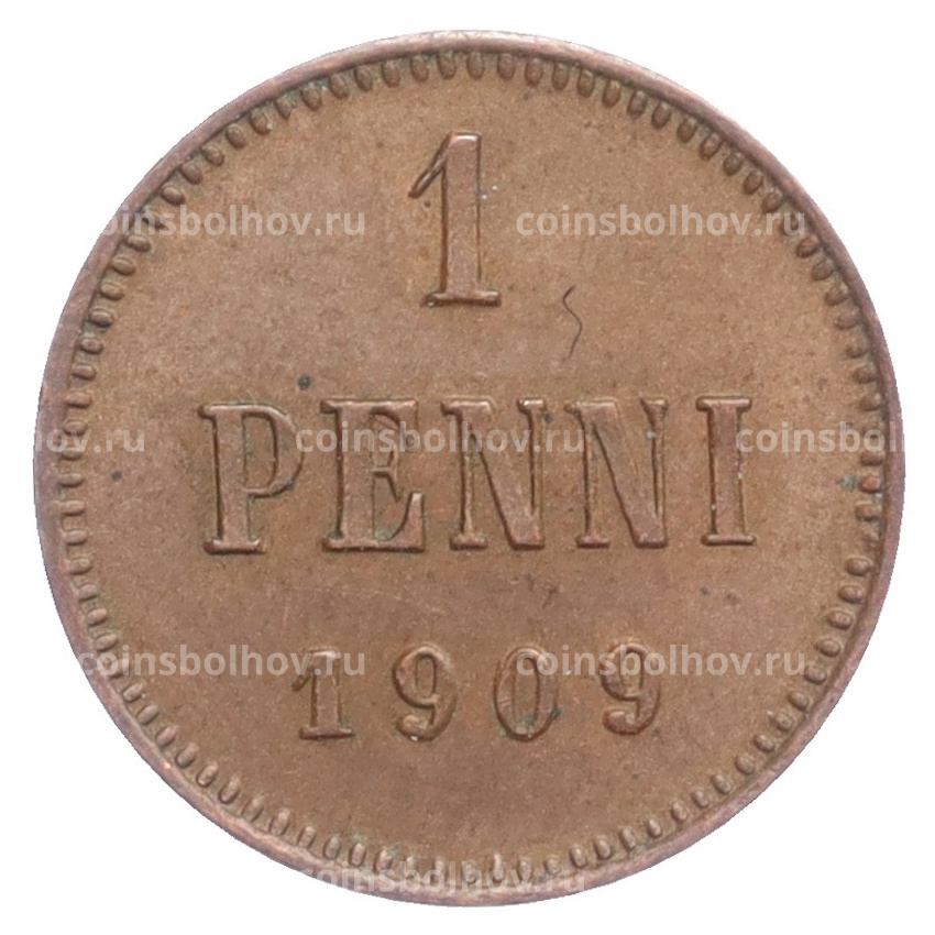 Монета 1 пенни 1909 года Русская Финляндия
