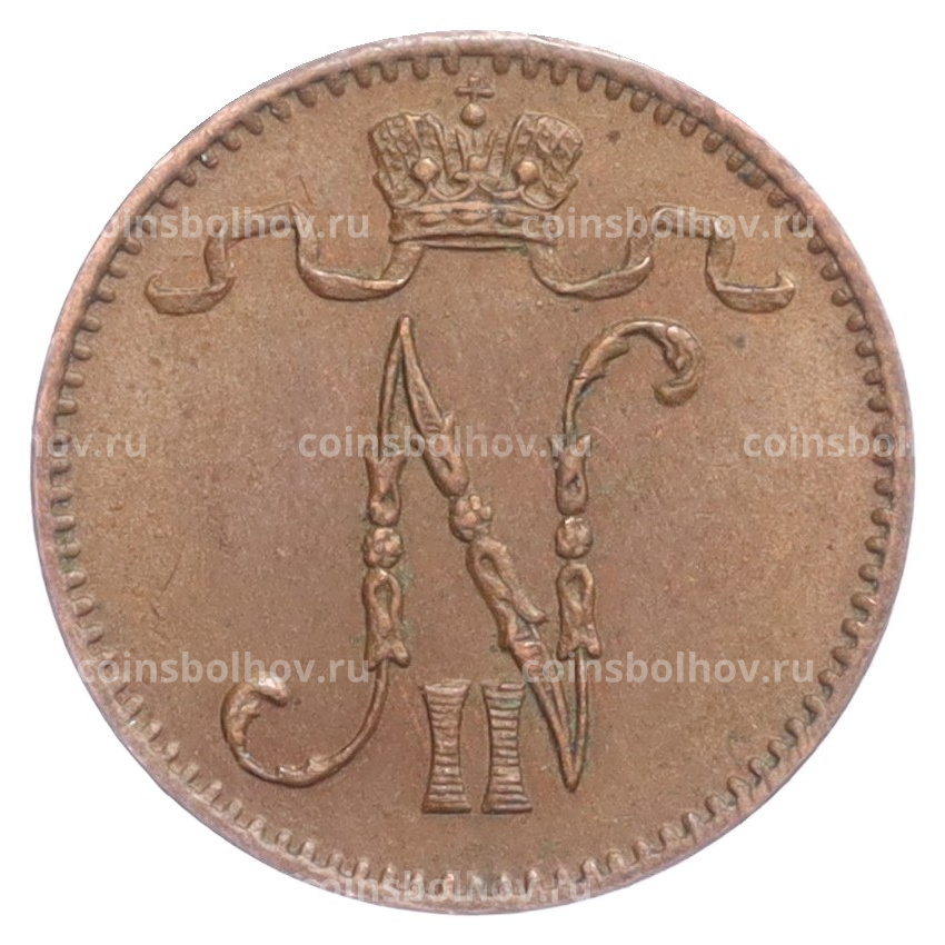 Монета 1 пенни 1909 года Русская Финляндия (вид 2)