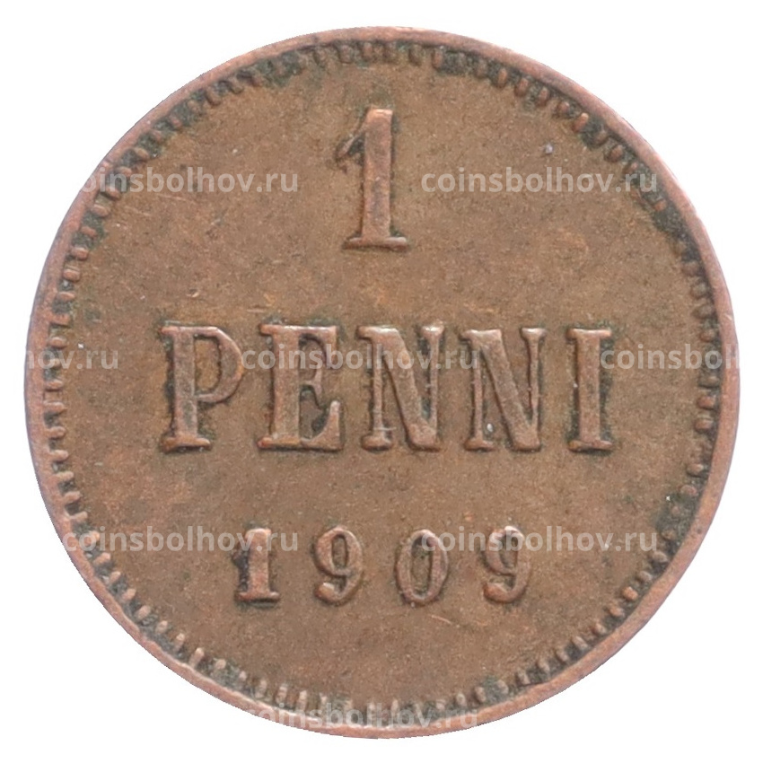 Монета 1 пенни 1909 года Русская Финляндия