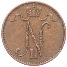 Монета 1 пенни 1909 года Русская Финляндия (реверс)