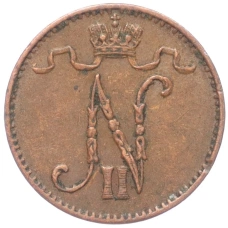 Монета 1 пенни 1909 года Русская Финляндия (реверс)