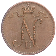 Монета 1 пенни 1915 года Русская Финляндия (реверс)