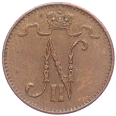 Монета 1 пенни 1915 года Русская Финляндия (реверс)