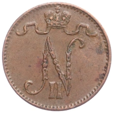 Монета 1 пенни 1911 года Русская Финляндия (реверс)