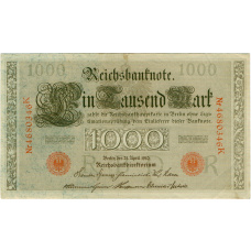 Банкнота 1000 марок 1910 года Германия (аверс)