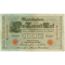 Банкнота 1000 марок 1910 года Германия (аверс)