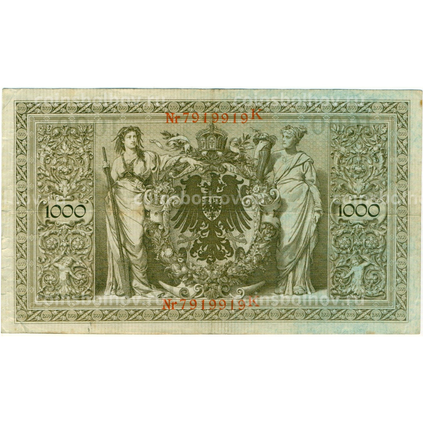 Банкнота 1000 марок 1910 года Германия (вид 2)