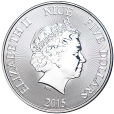 Монета 5 долларов 2015 года Ниуэ «Черепаха Бисса» (реверс)
