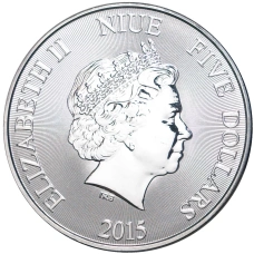 Монета 5 долларов 2015 года Ниуэ «Черепаха Бисса» (реверс)
