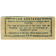 Банкнота 10 сентаво 1943 года Филиппины (Минданао, Администрация США) (реверс)