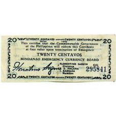 Банкнота 20 сентаво 1943 года Филиппины (Минданао, Администрация США) (аверс)