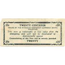 Банкнота 20 сентаво 1943 года Филиппины (Минданао, Администрация США) (вид 2)