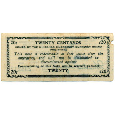Банкнота 20 сентаво 1943 года Филиппины (Минданао, Администрация США) (вид 2)