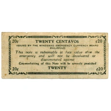 Банкнота 20 сентаво 1943 года Филиппины (Минданао, Администрация США) (вид 2)