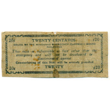 Банкнота 20 сентаво 1943 года Филиппины (Минданао, Администрация США) (вид 2)