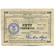 Банкнота 50 сентаво 1944 года Филиппины (Минданао, Администрация США) (аверс)