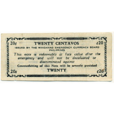 Банкнота 20 сентаво 1943 года Филиппины (Минданао, Администрация США) (вид 2)