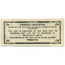 Банкнота 20 сентаво 1943 года Филиппины (Минданао, Администрация США) (вид 2)