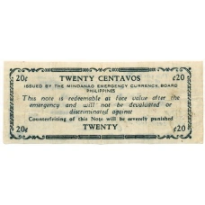Банкнота 20 сентаво 1943 года Филиппины (Минданао, Администрация США) (вид 2)