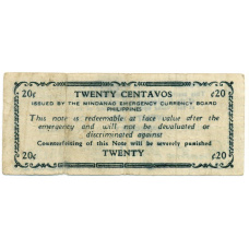 Банкнота 20 сентаво 1943 года Филиппины (Минданао, Администрация США) (вид 2)