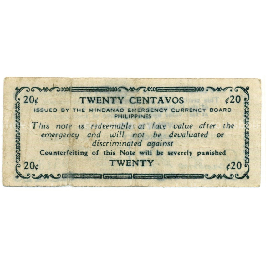 Банкнота 20 сентаво 1943 года Филиппины (Минданао, Администрация США) (вид 2)