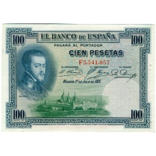 Банкнота 100 песет 1925 года Испания (Гашение) (аверс)