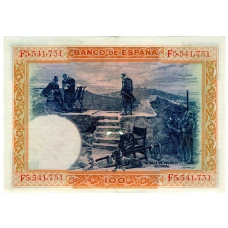 Банкнота 100 песет 1925 года Испания (Гашение) (реверс)