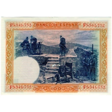 Банкнота 100 песет 1925 года Испания (Гашение) (реверс)