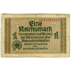 Банкнота 1 рейхсмарка 1939 года Германия (Для оккупированных территорий) (аверс)