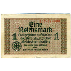 Банкнота 1 рейхсмарка 1939 года Германия (Для оккупированных территорий) (аверс)