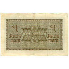 Банкнота 1 рейхсмарка 1939 года Германия (Для оккупированных территорий) (реверс)