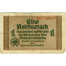 Банкнота 1 рейхсмарка 1939 года Германия (Для оккупированных территорий) (аверс)