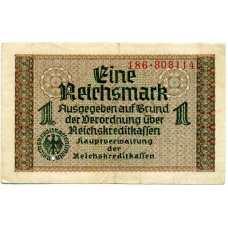 Банкнота 1 рейхсмарка 1939 года Германия (Для оккупированных территорий) (аверс)