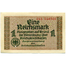 Банкнота 1 рейхсмарка 1939 года Германия (Для оккупированных территорий) (аверс)