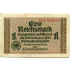 Банкнота 1 рейхсмарка 1939 года Германия (Для оккупированных территорий) (аверс)