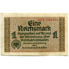 Банкнота 1 рейхсмарка 1939 года Германия (Для оккупированных территорий) (аверс)