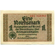 Банкнота 1 рейхсмарка 1939 года Германия (Для оккупированных территорий) (аверс)