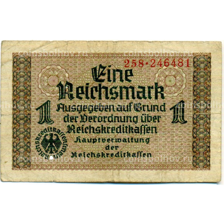 Банкнота 1 рейхсмарка 1939 года Германия (Для оккупированных территорий)
