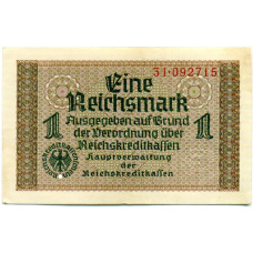 Банкнота 1 рейхсмарка 1939 года Германия (Для оккупированных территорий)
