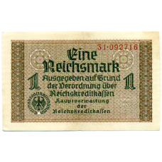 Банкнота 1 рейхсмарка 1939 года Германия (Для оккупированных территорий)