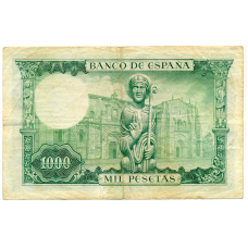 Банкнота 1000 песет 1965 года Испания (вид 2)
