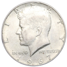 Монета 1/2 доллара (50 центов) 1967 года США (аверс)
