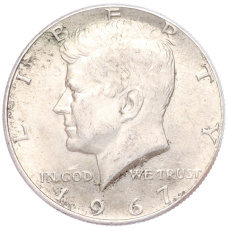 Монета 1/2 доллара (50 центов) 1967 года США (аверс)