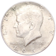 Монета 1/2 доллара (50 центов) 1967 года США (аверс)