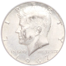Монета 1/2 доллара (50 центов) 1967 года США (аверс)